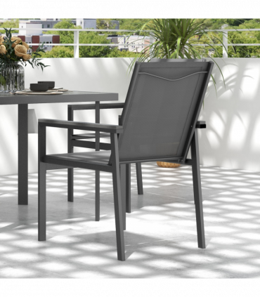 Outsunny 5 Piece Garden Dining Set, Outdoor Table and 4 Chairs, Grey