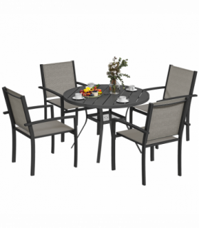 Outsunny 5 Piece Garden Furniture Set with Round Table & 4 Stackable Chairs