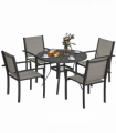 Outsunny 5 Piece Garden Furniture Set with Round Table & 4 Stackable Chairs