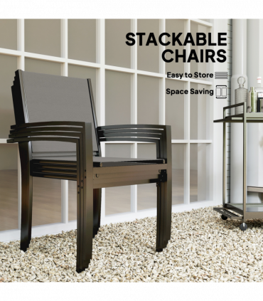 Outsunny 5 Piece Garden Furniture Set with Round Table & 4 Stackable Chairs