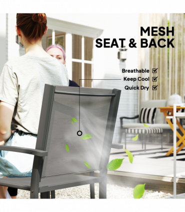 Outsunny 5 Piece Garden Furniture Set with Round Table & 4 Stackable Chairs