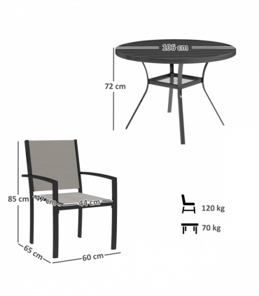 Outsunny 5 Piece Garden Furniture Set with Round Table & 4 Stackable Chairs