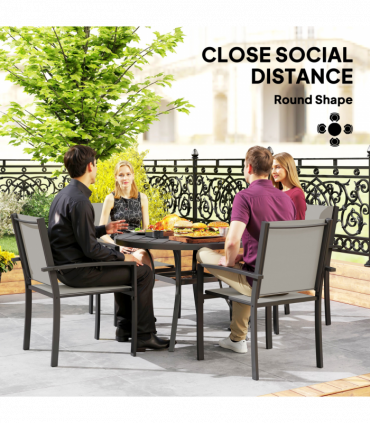 Outsunny 5 Piece Garden Furniture Set with Round Table & 4 Stackable Chairs