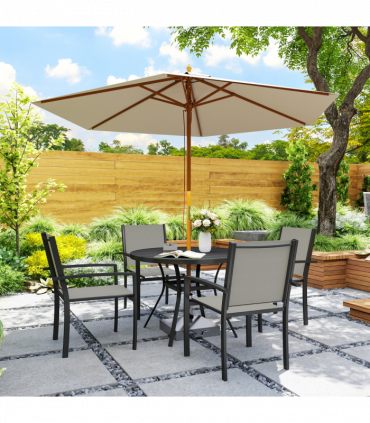 Outsunny 5 Piece Garden Furniture Set with Round Table & 4 Stackable Chairs