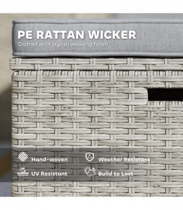 Outsunny 5 Piece Rattan Garden Furniture Set w/ Storage Table, Stools, Grey