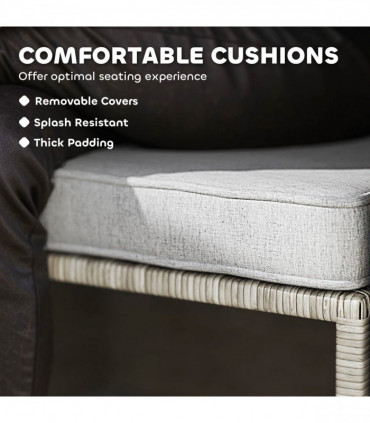 Outsunny 5 Piece Rattan Garden Furniture Set w/ Storage Table, Stools, Grey