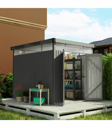 Outsunny 5.3 x 8.5ft Galvanised Steel Garden Shed with Roof Windows