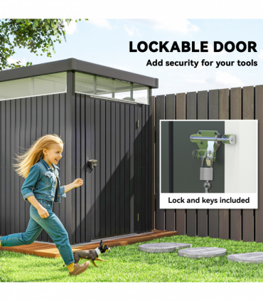 Outsunny 5.3 x 8.5ft Galvanised Steel Garden Shed with Roof Windows