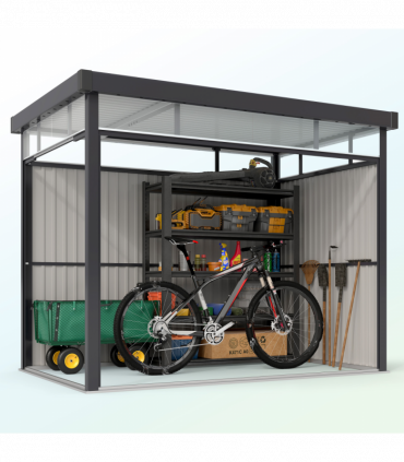 Outsunny 5.3 x 8.5ft Galvanised Steel Garden Shed with Roof Windows