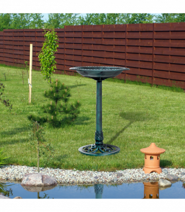 Outsunny 50cm Outdoor Bird Bath Fountain, Decrative Garden Feeder Stand Green