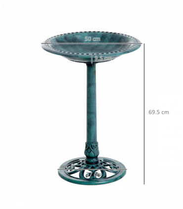 Outsunny 50cm Outdoor Bird Bath Fountain, Decrative Garden Feeder Stand Green
