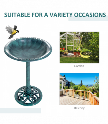 Outsunny 50cm Outdoor Bird Bath Fountain, Decrative Garden Feeder Stand Green