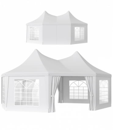 Outsunny 6.8 x 5m Garden Octagonal Gazebo Party Wedding Tent Heavy Duty Marquee