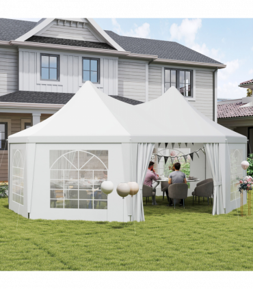Outsunny 6.8 x 5m Garden Octagonal Gazebo Party Wedding Tent Heavy Duty Marquee