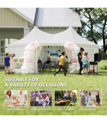 Outsunny 6.8 x 5m Garden Octagonal Gazebo Party Wedding Tent Heavy Duty Marquee