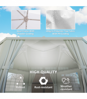 Outsunny 6.8 x 5m Garden Octagonal Gazebo Party Wedding Tent Heavy Duty Marquee