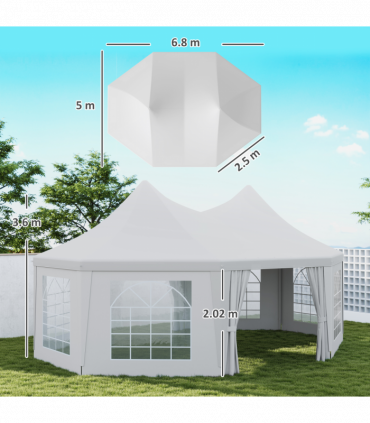 Outsunny 6.8 x 5m Garden Octagonal Gazebo Party Wedding Tent Heavy Duty Marquee