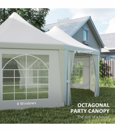 Outsunny 6.8 x 5m Garden Octagonal Gazebo Party Wedding Tent Heavy Duty Marquee