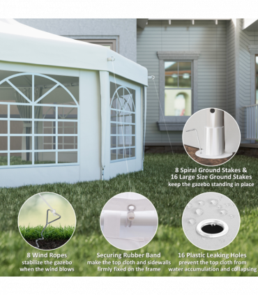 Outsunny 6.8 x 5m Garden Octagonal Gazebo Party Wedding Tent Heavy Duty Marquee