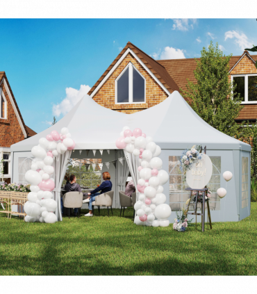 Outsunny 6.8 x 5m Garden Octagonal Gazebo Party Wedding Tent Heavy Duty Marquee