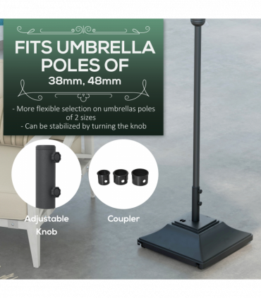 Outsunny 60kg Square Parasol Base with Wheels Fillable Plastic Umbrella Stand