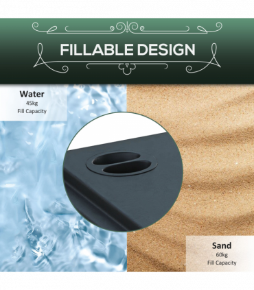 Outsunny 60kg Square Parasol Base with Wheels Fillable Plastic Umbrella Stand