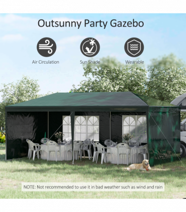 Outsunny 6m x 3m Garden Gazebo Marquee Canopy Party Tent Canopy Patio Green