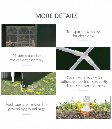 Outsunny 6m x 3m Garden Gazebo Marquee Canopy Party Tent Canopy Patio Green