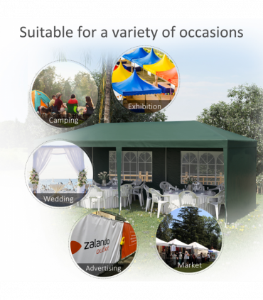 Outsunny 6m x 3m Garden Gazebo Marquee Canopy Party Tent Canopy Patio Green