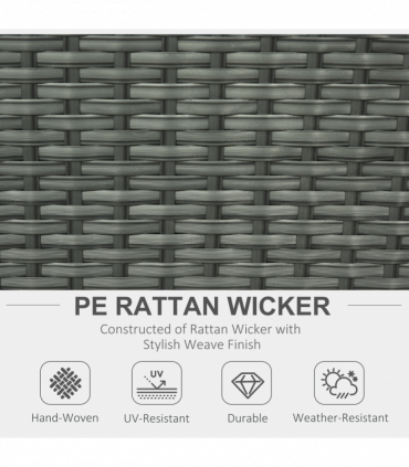 Outsunny 6pc Padded Outdoor Rattan Wicker 3-Seat Sofa Recliner Footstool Table