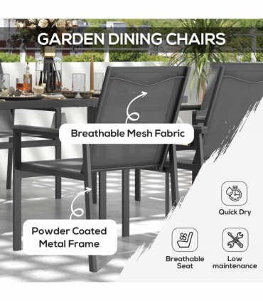 Outsunny 7 Piece Garden Dining Set, Outdoor Table and 6 Chairs, Grey
