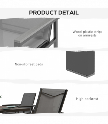 Outsunny 7 Piece Garden Dining Set, Outdoor Table and 6 Chairs, Grey