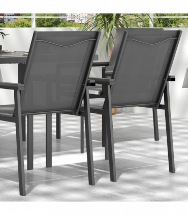Outsunny 7 Piece Garden Dining Set, Outdoor Table and 6 Chairs, Grey