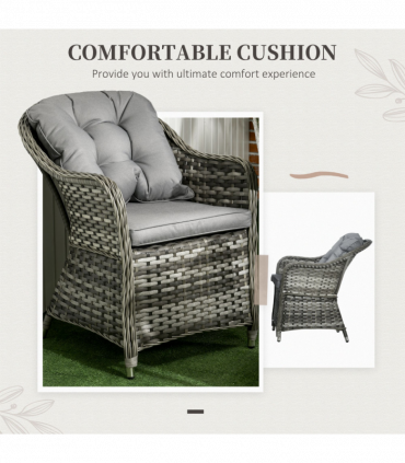 Outsunny 7 Pieces Rattan Dining Sets w/ Tempered Glass Umbrella Hole Table