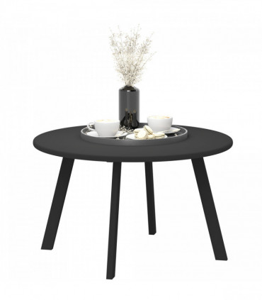 Outsunny 70cm Round Coffee Table with Non-Slip Foot Pads, Black