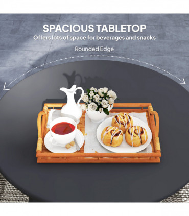 Outsunny 70cm Round Coffee Table with Non-Slip Foot Pads, Black