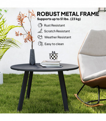 Outsunny 70cm Round Coffee Table with Non-Slip Foot Pads, Black