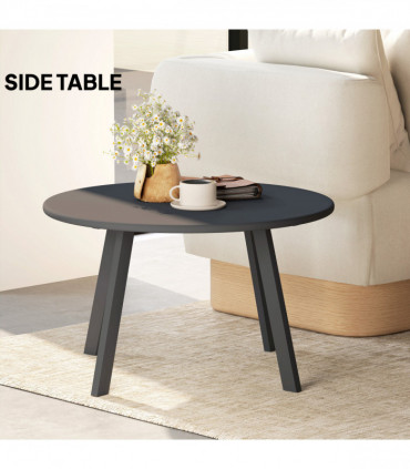 Outsunny 70cm Round Coffee Table with Non-Slip Foot Pads, Black