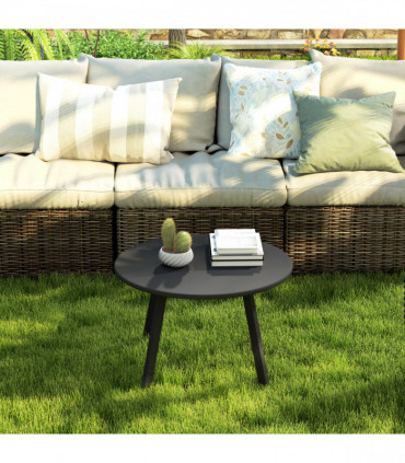 Outsunny 70cm Round Coffee Table with Non-Slip Foot Pads, Black