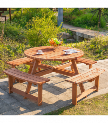 Outsunny 8-Seater Wooden Picnic Set-Fir Wood