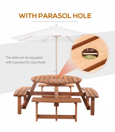 Outsunny 8-Seater Wooden Picnic Set-Fir Wood