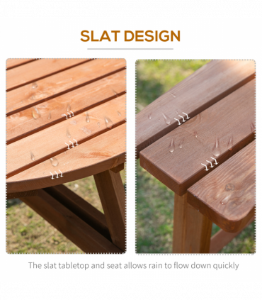 Outsunny 8-Seater Wooden Picnic Set-Fir Wood