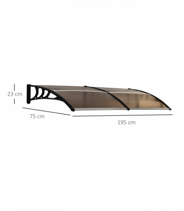 Outsunny 80 L x 195 W x 23 H cm Clear Polycarbonate Curved Awning Black