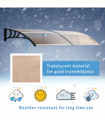 Outsunny 80 L x 195 W x 23 H cm Clear Polycarbonate Curved Awning Black