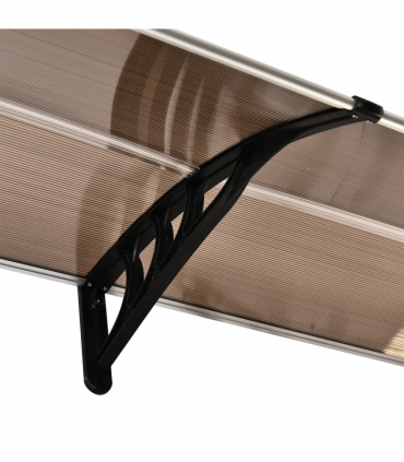 Outsunny 80 L x 195 W x 23 H cm Clear Polycarbonate Curved Awning Black