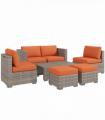 Outsunny 8pc Outdoor Patio Furniture Set Weather Wicker Rattan Sofa Chair Orange