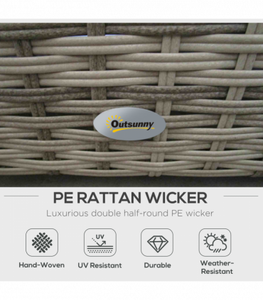 Outsunny 8pc Outdoor Patio Furniture Set Weather Wicker Rattan Sofa Chair Orange