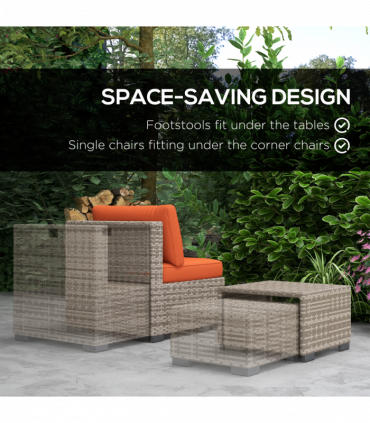 Outsunny 8pc Outdoor Patio Furniture Set Weather Wicker Rattan Sofa Chair Orange