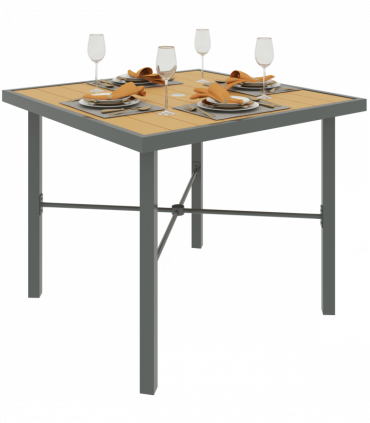 Outsunny 90cm Square Outdoor Patio Garden Dining Table with Umbrella Hole