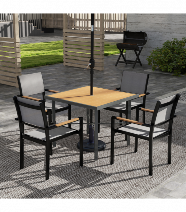 Outsunny 90cm Square Outdoor Patio Garden Dining Table with Umbrella Hole